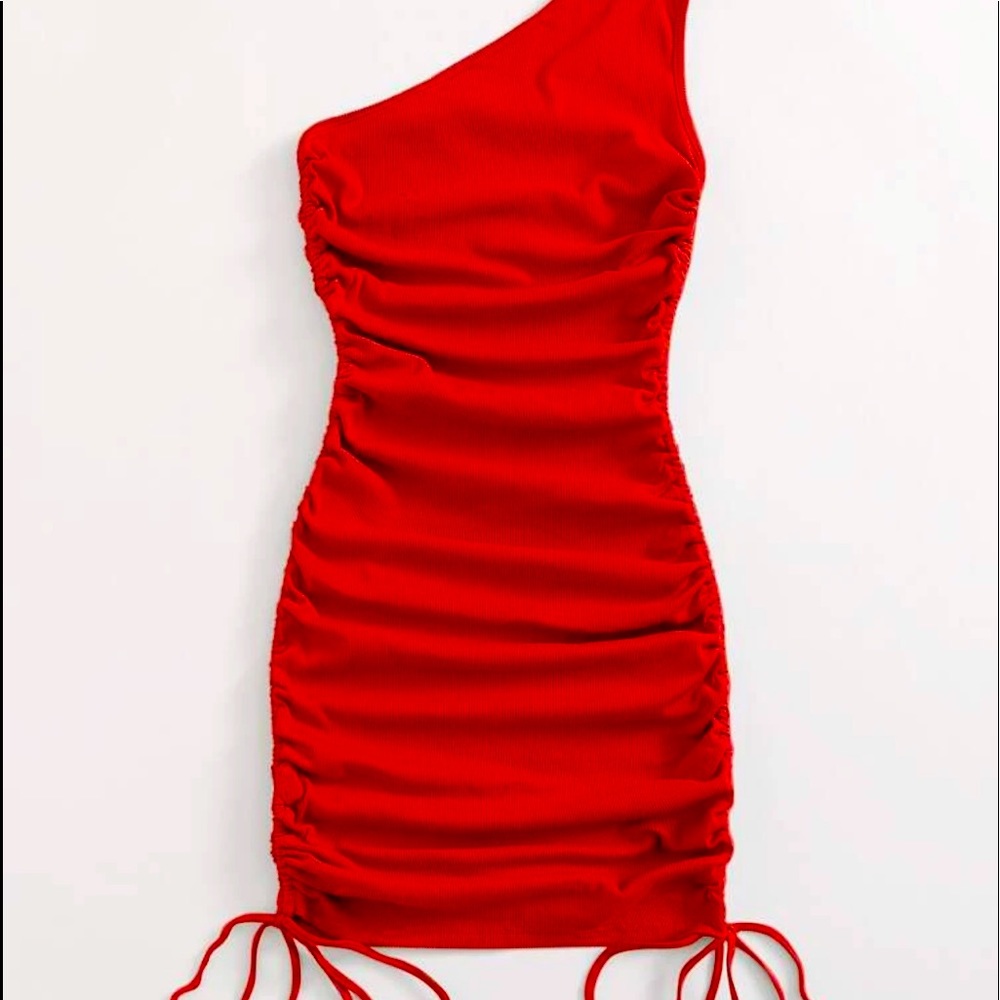 NWOT RIBBED RUCHED DRESS - Picture 2 of 4